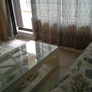 Both the dining/living room and the bedroom have an exit to the terrace. 