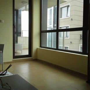 The terrace can be entered from both, the bedroom and the living room.