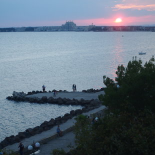 The coastal promenade, stretching for miles , is ideal for strolling or jogging