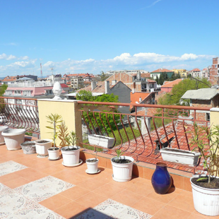 The main street is just a block away.